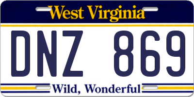WV license plate DNZ869