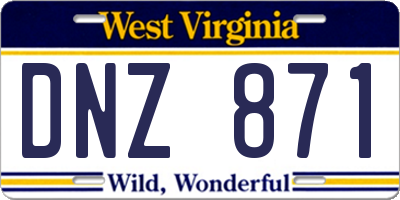 WV license plate DNZ871