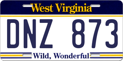 WV license plate DNZ873