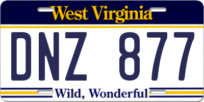 WV license plate DNZ877
