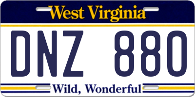 WV license plate DNZ880