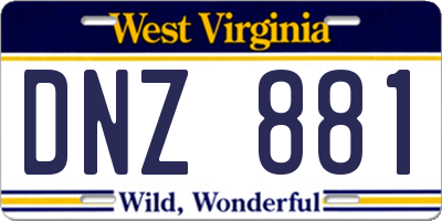 WV license plate DNZ881