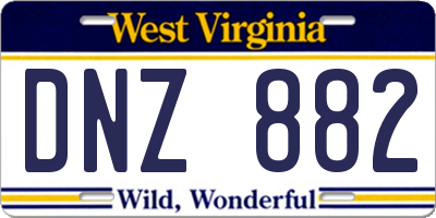 WV license plate DNZ882