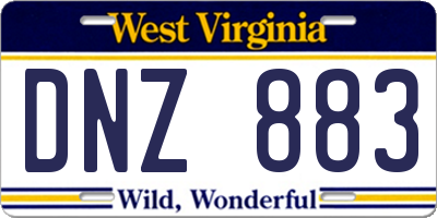 WV license plate DNZ883