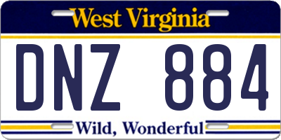 WV license plate DNZ884