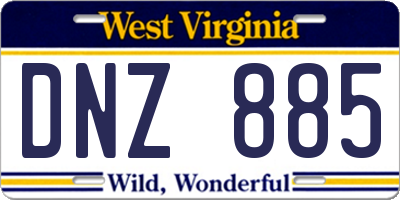 WV license plate DNZ885