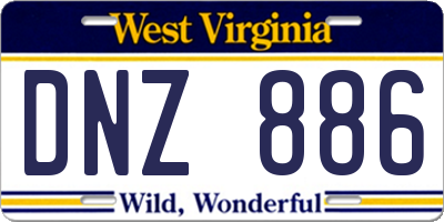 WV license plate DNZ886