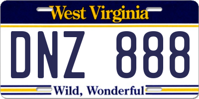 WV license plate DNZ888