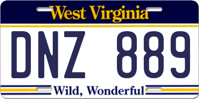 WV license plate DNZ889