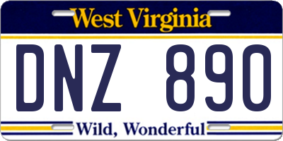 WV license plate DNZ890