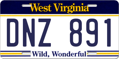 WV license plate DNZ891