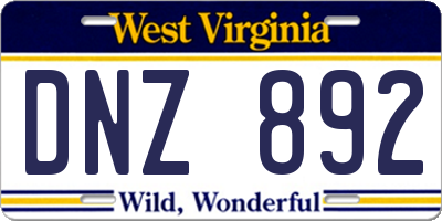 WV license plate DNZ892