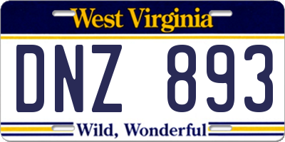 WV license plate DNZ893