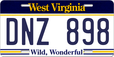 WV license plate DNZ898
