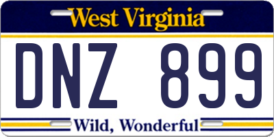 WV license plate DNZ899