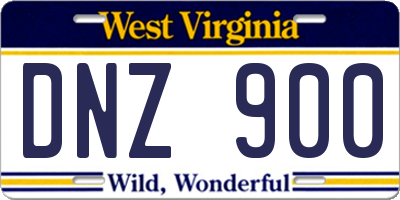 WV license plate DNZ900