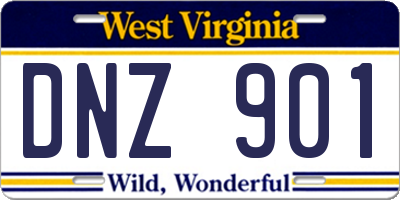 WV license plate DNZ901