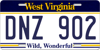 WV license plate DNZ902
