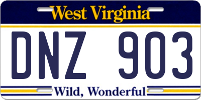 WV license plate DNZ903