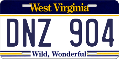 WV license plate DNZ904