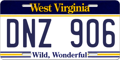 WV license plate DNZ906