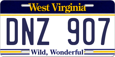 WV license plate DNZ907
