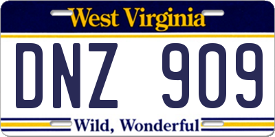 WV license plate DNZ909