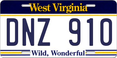 WV license plate DNZ910