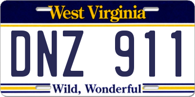 WV license plate DNZ911