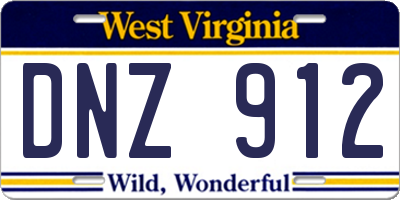 WV license plate DNZ912
