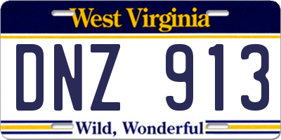 WV license plate DNZ913
