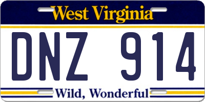 WV license plate DNZ914