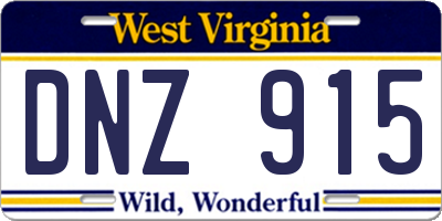 WV license plate DNZ915