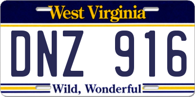 WV license plate DNZ916