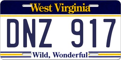 WV license plate DNZ917