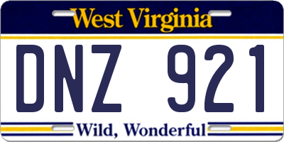WV license plate DNZ921