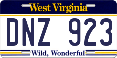 WV license plate DNZ923