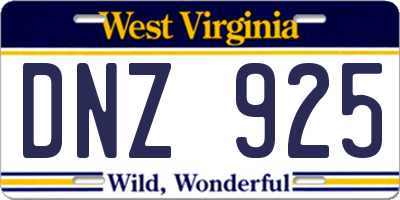 WV license plate DNZ925