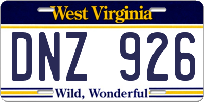 WV license plate DNZ926