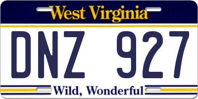 WV license plate DNZ927