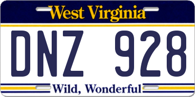 WV license plate DNZ928