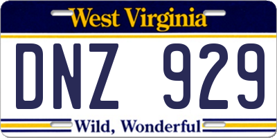 WV license plate DNZ929