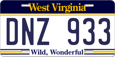 WV license plate DNZ933