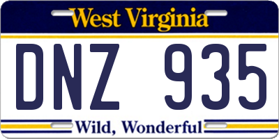 WV license plate DNZ935