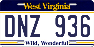 WV license plate DNZ936