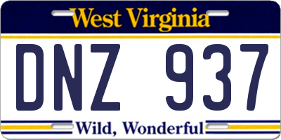 WV license plate DNZ937