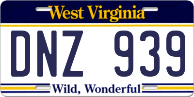 WV license plate DNZ939