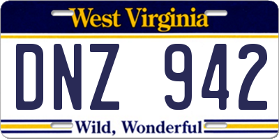 WV license plate DNZ942