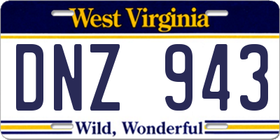 WV license plate DNZ943