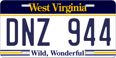 WV license plate DNZ944
